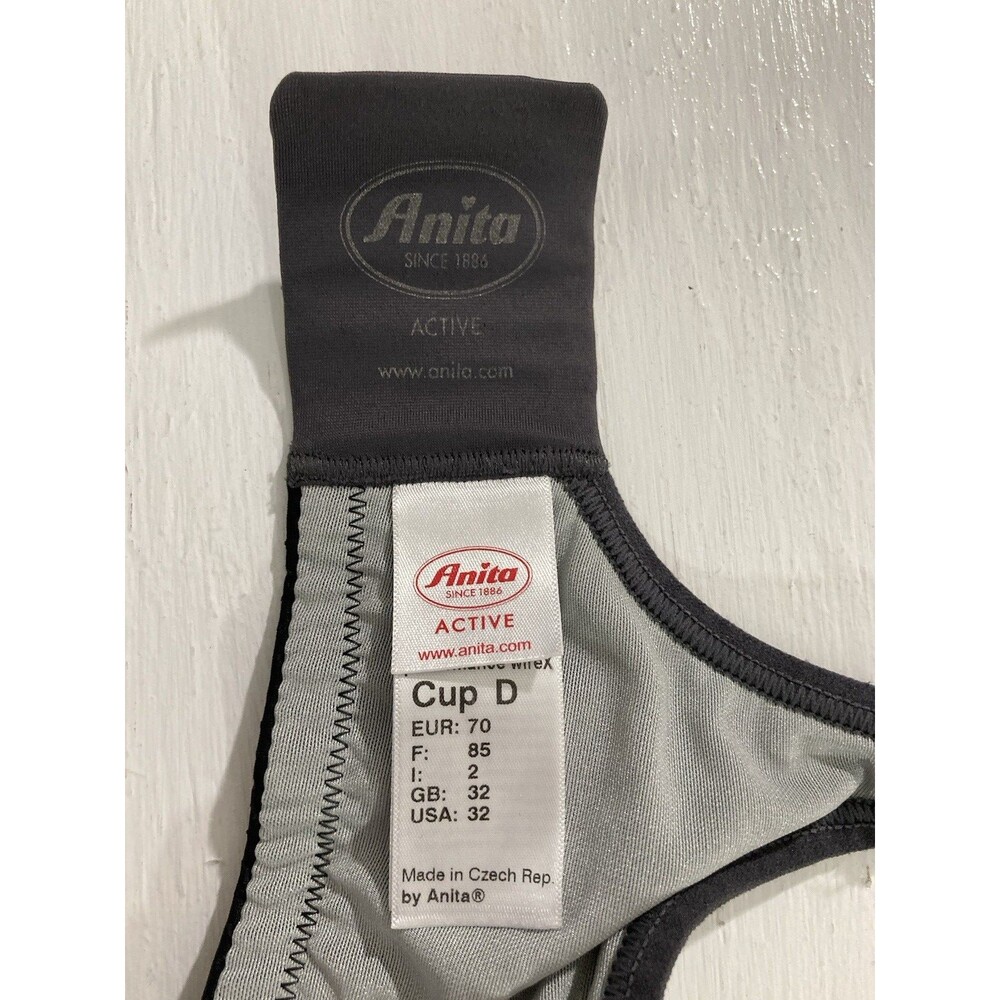 Anita Active Sports Bra 32D Black WireX Adjustable High Impact Moisture Wicking - Picture 8 of 10